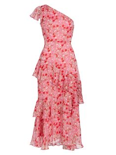 Платье-миди Victoriana с оборками и цветочным принтом ASTR The Label, розовый