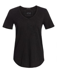 Хлопковая футболка с V-образным вырезом ATM Anthony Thomas Melillo, черный