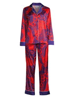 Длинная пижама с цветочным принтом Averie Sleep, красный