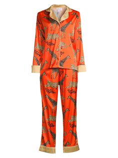 Длинная пижама с принтом жирафа Averie Sleep, оранжевый