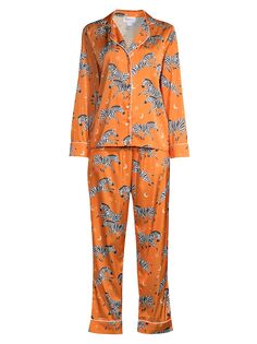 Пижамный комплект из двух предметов с принтом под зебру Averie Sleep, оранжевый