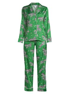 Пижамный комплект из двух предметов с принтом под зебру Averie Sleep, зеленый