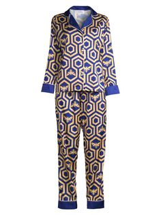 Пижамный комплект из двух частей Colbee с сотовым принтом Averie Sleep, синий