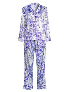 Длинный пижамный комплект из двух предметов с цветочным принтом Averie Sleep, синий