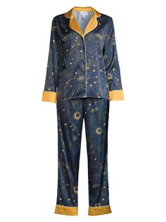 Длинный пижамный комплект с солнечным принтом Averie Sleep, нави