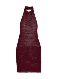 Трикотажное мини-платье Pora с пайетками и бретелью через шею Aya Muse, бордовый