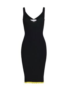 Трикотажное платье в рубчик с V-образным вырезом Ester Manas AZ Factory, черный