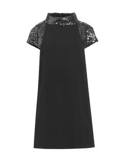 Платье прямого кроя трапециевидной формы с отделкой пайетками Badgley Mischka, угольный