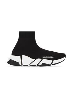 Кроссовки Speed 2.0 из переработанного трикотажа с двухцветной подошвой Balenciaga, черный