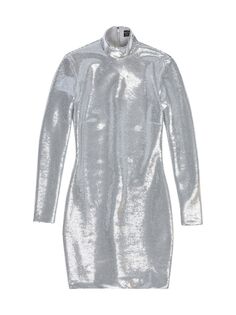 Платье с высоким воротником Balenciaga, серебряный