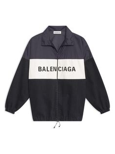 Джинсовая куртка из нейлона с логотипом на молнии Balenciaga, черный
