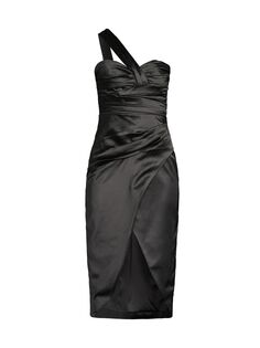 Атласное платье миди с драпировкой Veda Bardot, черный