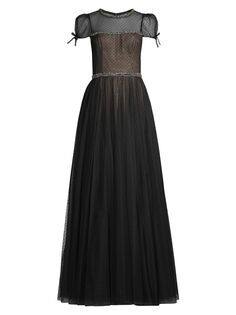 Украшенное швейцарское платье из тюля в горошек Basix, черный