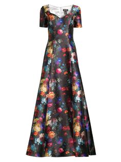 Атласное платье с цветочным принтом Basix, разноцветный