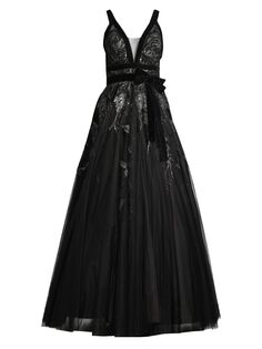 Бальное платье из тюля с кружевной вышивкой Basix, черный