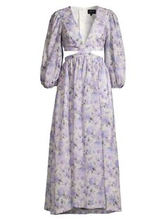 Платье миди с цветочным вырезом Alston Bardot, сиреневый