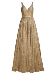 Расклешенное платье металлизированной вязки Illusion Basix, золотой