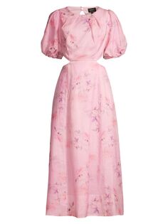 Платье миди с вырезами и цветочным принтом Malina Bardot, розовый