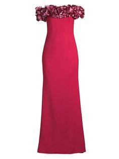 Платье-колонна с вырезом-лепестком и открытыми плечами Basix, красный