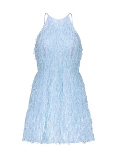 Мини-платье без рукавов с эффектом металлик и перьями BCBGMAXAZRIA, синий