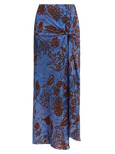 Шелковая длинная юбка Wildflower Hortensia Beatriz Camacho, синий
