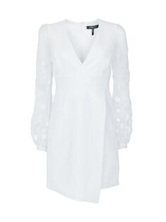 Прозрачное мини-платье с цветочным принтом Illusion BCBGMAXAZRIA, белый