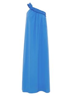 Платье макси Donatella из хлопка и поплина на одно плечо Bird &amp; Knoll, синий