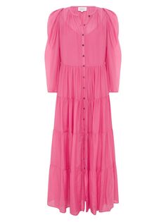 Платье макси Willa из хлопка и шелка Bird &amp; Knoll, розовый
