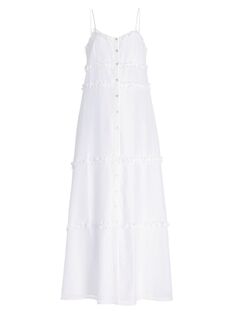 Платье макси Connie из хлопка и шелка с оборками Bird &amp; Knoll, белый