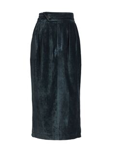 Вельветовая юбка-миди Polly со складками Black Iris, синий