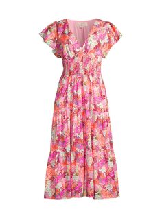 Хлопковое платье-миди Kendal Birds of Paradis, розовый