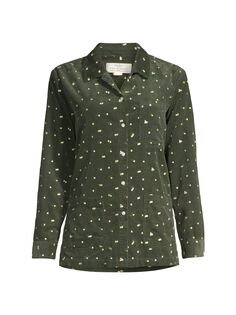 Вельветовая куртка-рубашка India с вышивкой Birds of Paradis, зеленый