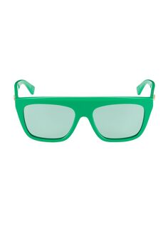Солнцезащитные очки-маска с плоским верхом 57 мм Bottega Veneta, зеленый