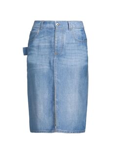 Выцветшая джинсовая юбка-карандаш Bottega Veneta, синий