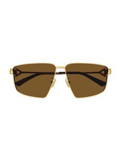 Новые треугольные металлические квадратные солнцезащитные очки 61 мм Bottega Veneta, коричневый