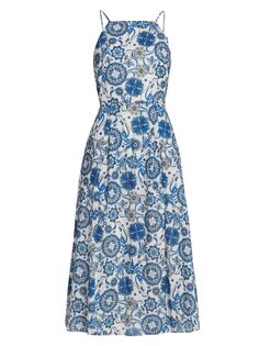 Платье миди с завязками на спине и вуалью Goreti Borgo de Nor, синий