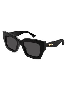 Прямоугольные солнцезащитные очки 52 мм Bottega Veneta, черный