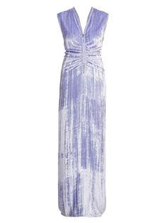 Фактурное бархатное платье с V-образным вырезом Bottega Veneta, аметистовый