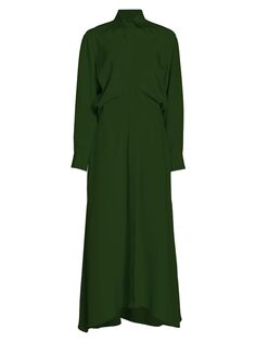 Длинное шелковое платье-рубашка Charlotte Brandon Maxwell, зеленый