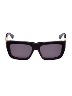 Солнцезащитные очки прямоугольной формы с треугольником 57 мм Bottega Veneta, черный