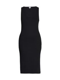 Трикотажное платье в рубчик без рукавов Bottega Veneta, черный