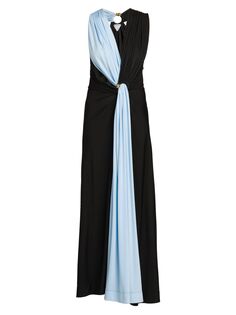 Двухцветное платье с драпировкой Bottega Veneta