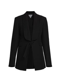 плетеная куртка с завязками спереди Bottega Veneta, черный