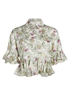 Рубашка с цветочными рюшами Gillian Cinq à Sept, слоновая кость