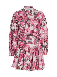 Мини-платье-рубашка Ushi с цветочным принтом Chufy, розовый