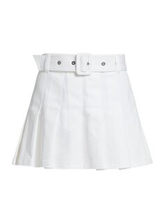 Плиссированная мини-юбка Janina с поясом Cinq à Sept, белый