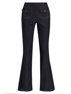Эластичные расклешенные джинсы Eileen с высокой посадкой Cinq à Sept, индиго