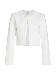 Укороченная джинсовая куртка Ayala с плетением из стрейч-джинса Cinq à Sept, белый