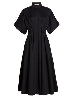 Платье-рубашка из хлопка с защипами Co, черный