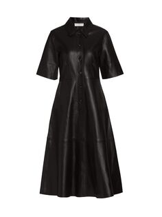 Кожаное платье-рубашка с пуговицами Essentials Co, черный